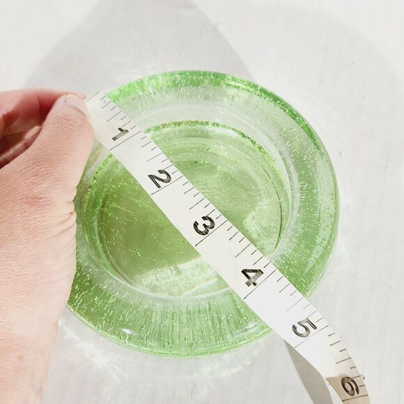 Indiana Glass Candle Holder Votive Pillar Green Bubble Vtg Home Decor Funky - Picture 4 of 5